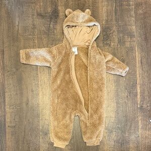 Okie Dokie Tan Fuzzy Bear Footie